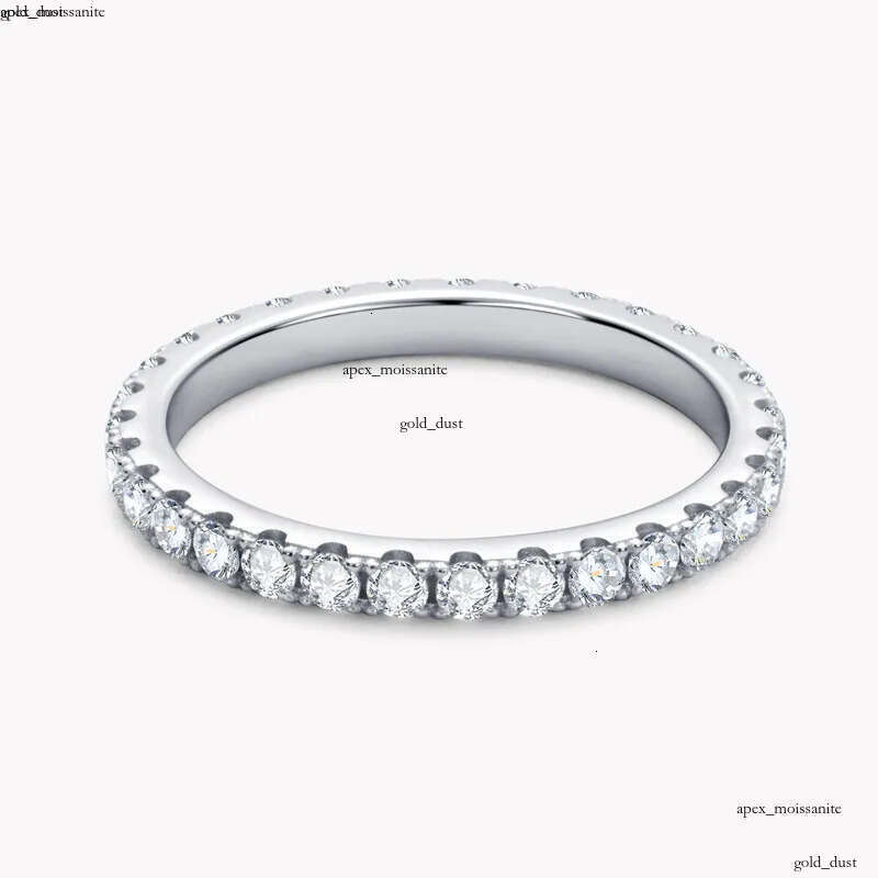 Luxury Moissanite Band Promise Ring for Women 100% Original 925 Sterling Silver D White Gold Diamond Rings Eternity Wedding Fine Jewelry Gift US Size 