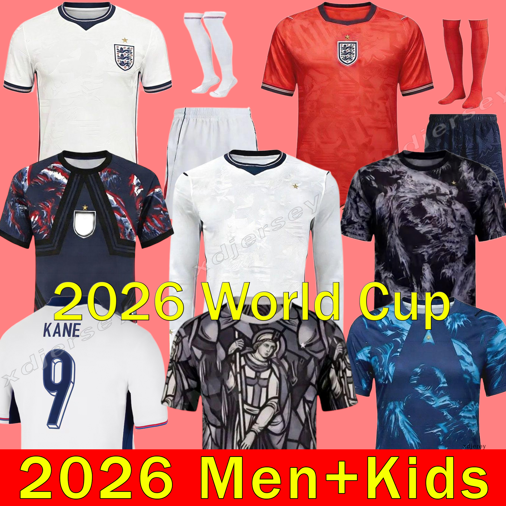26 EnGLaNdS Soccer Jersey Men Kids KANE BELLINGHAM RASHFORD RICE FODEN GORDON PALMER PICKFORD Football Shirt Soccer Uniforms WOMEN 2026 RUSSO World Cup Palace
