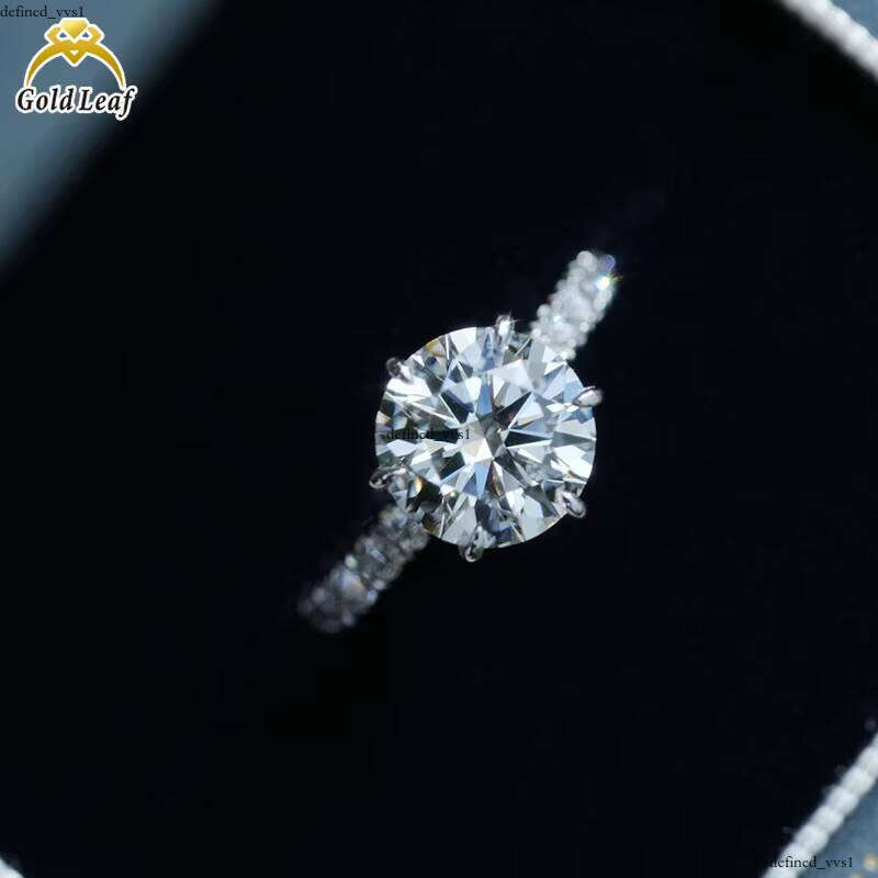 Leaf Custom Jewelry 10k 14k White Gold Round Cut 1ct 2ct 3ct D VVS Fashion Lab Grown VVS Moissanite Ring