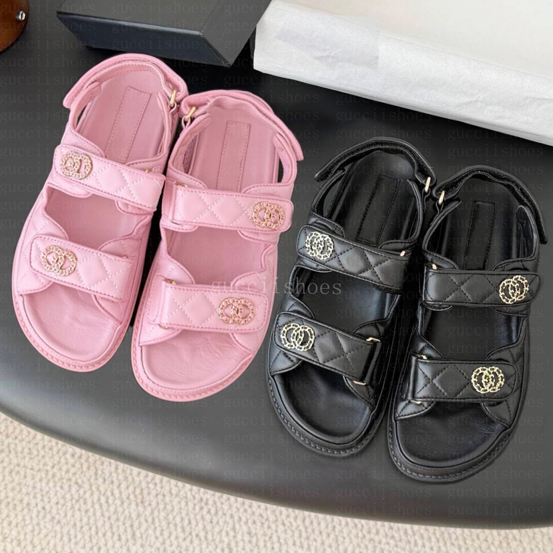 New Pink Designer Sandles Calfskin Dad Sandals fashion slipper casual shoes slippers summer sandales luxury Sandles for women Beach outdoor Strap sandales