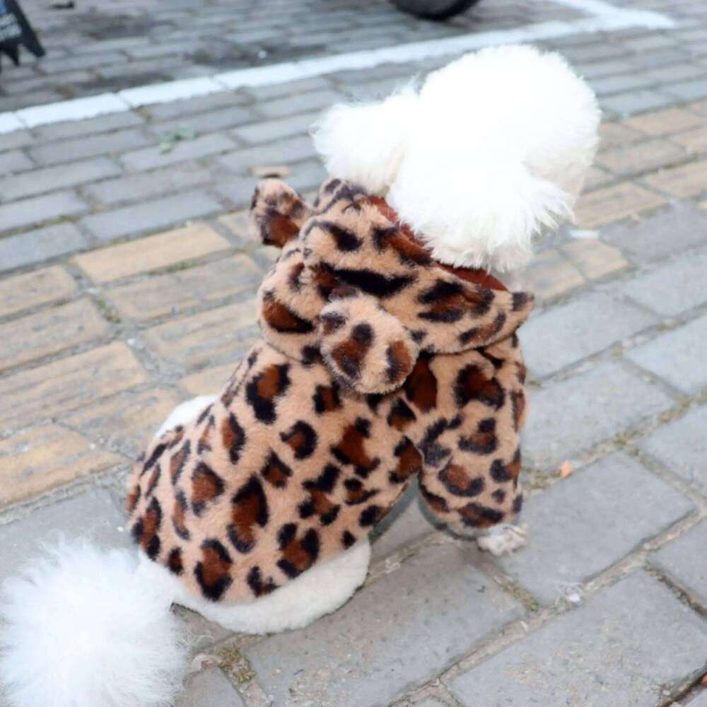 Famous brand PC Lot Winter Clothes Leopard Print Jacket Coat Warm Fleece Small Dog Outfit Pet Hoodies pupakaIK