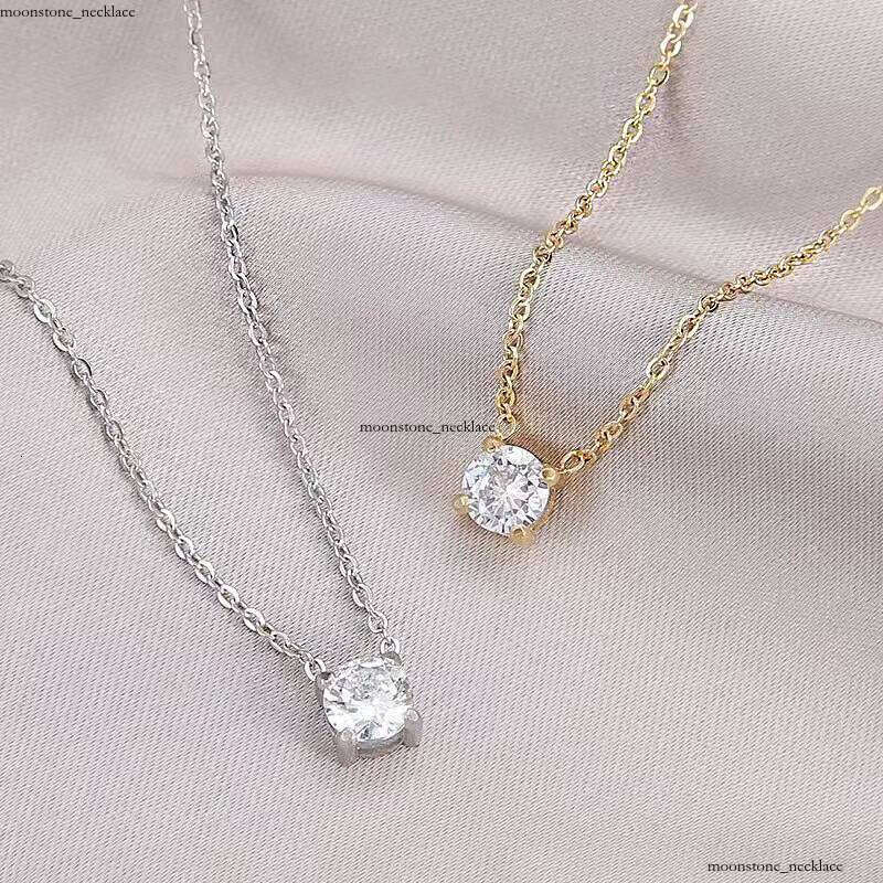 Luxury 18k Gold Plated Sterling Silver Water Drop Pendant Necklace fashion Geometric Design VVS Moissanite Waterproof Chain Buckle Wedding