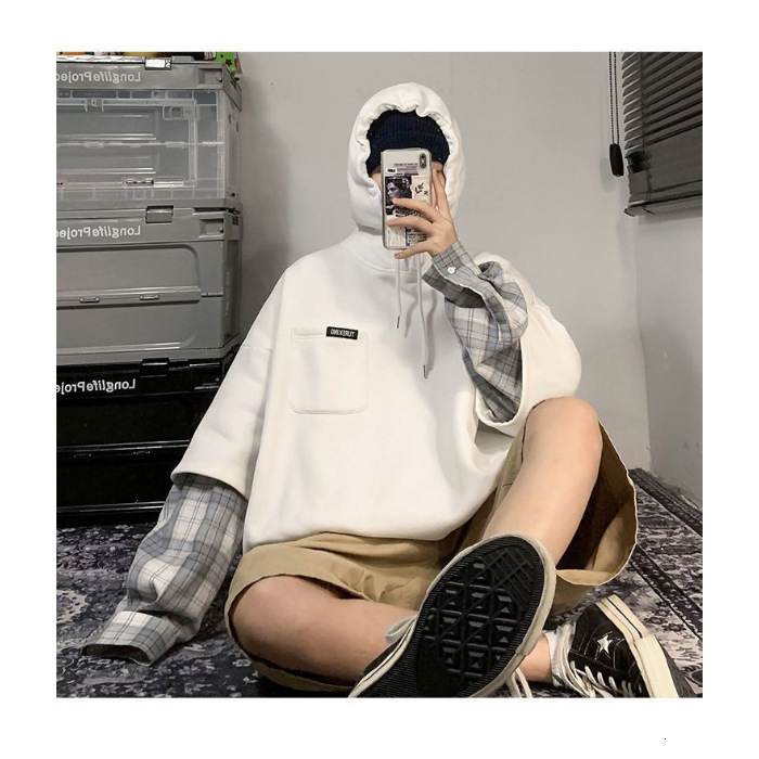 2026 New Designers' Fashion Luxury Brand Autumn Men's Checkered Hooded Outdoor Sport Shirt Hong Kong Trendy Style Hip Hop Style Double-piece