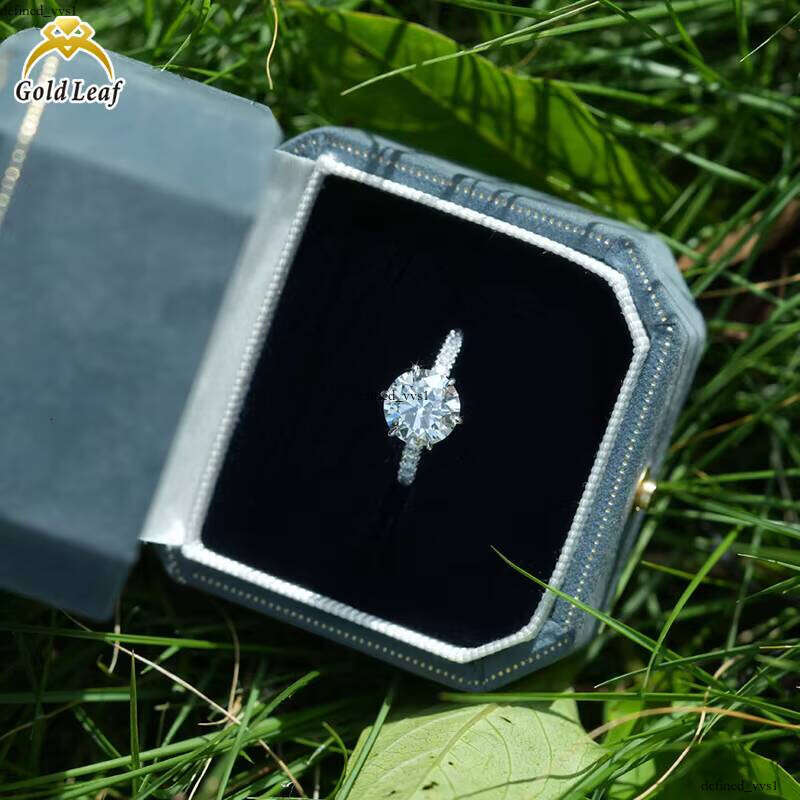 Leaf Custom Jewelry 10k 14k White Gold Round Cut 1ct 2ct 3ct D VVS Fashion Lab Grown VVS Moissanite Ring