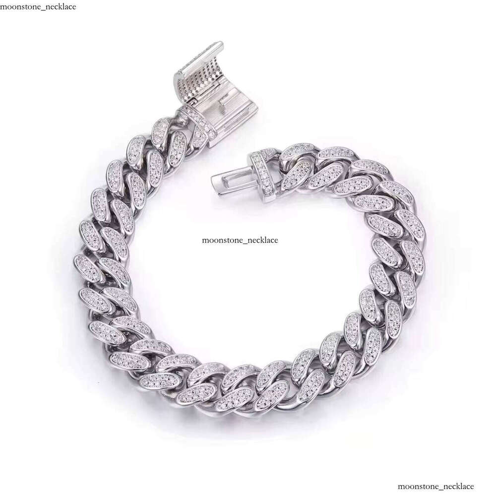 Hot Sale 925 Silver 18k Cuban Chain Moissanite VVS Moissanite Bracelet Men's HipHop Jewelry