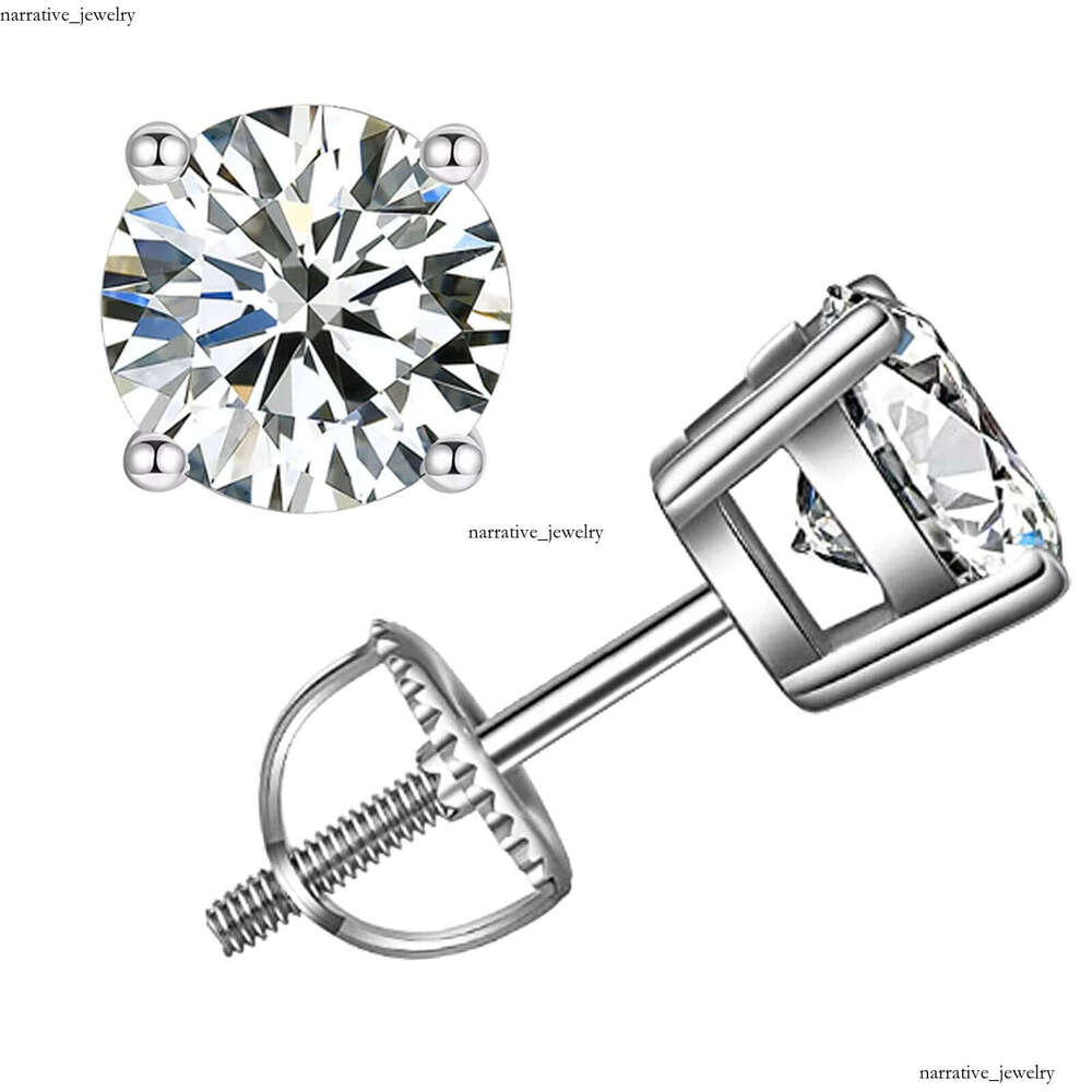 VVS Moissanite 6.5mm Round 925 Silver VVS1 Screw Back 1CT Each Amazing Brilliant Peridot Stud Earrings