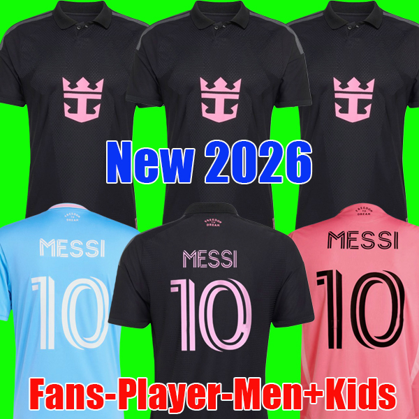 2026 maimi Away black soccer jerseys inter miamikids kits jersey football SUAREZ TRAPP PELLEGRINI FANS PLAYER MEN KIDS KIT SET