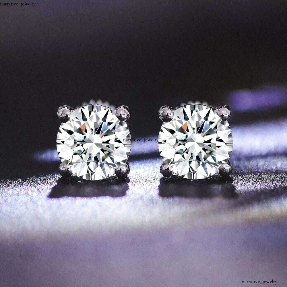 VVS Moissanite 6.5mm Round 925 Silver VVS1 Screw Back 1CT Each Amazing Brilliant Peridot Stud Earrings