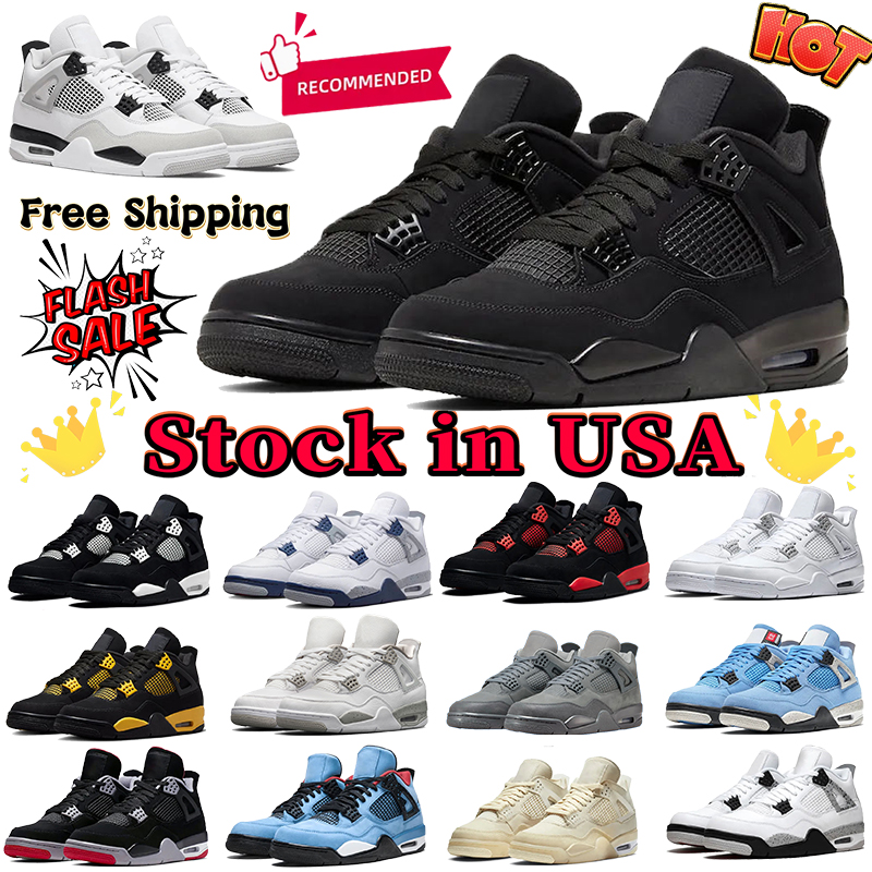shoes basketball shoes jordenshoes4 Stock in USA sneakers designer shoe Black Cat White Cement Sports Shoe Mens Local Warehouse Casual Shoe Womens Outdoor Trainers