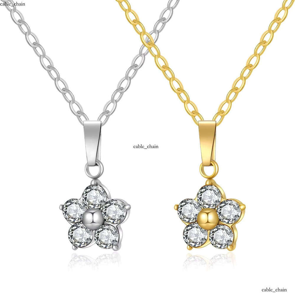 Sterling Silver Plum Blossom Necklace, Inlaid VVS Moissanite Different Colors Gold Necklace Silver Pendant