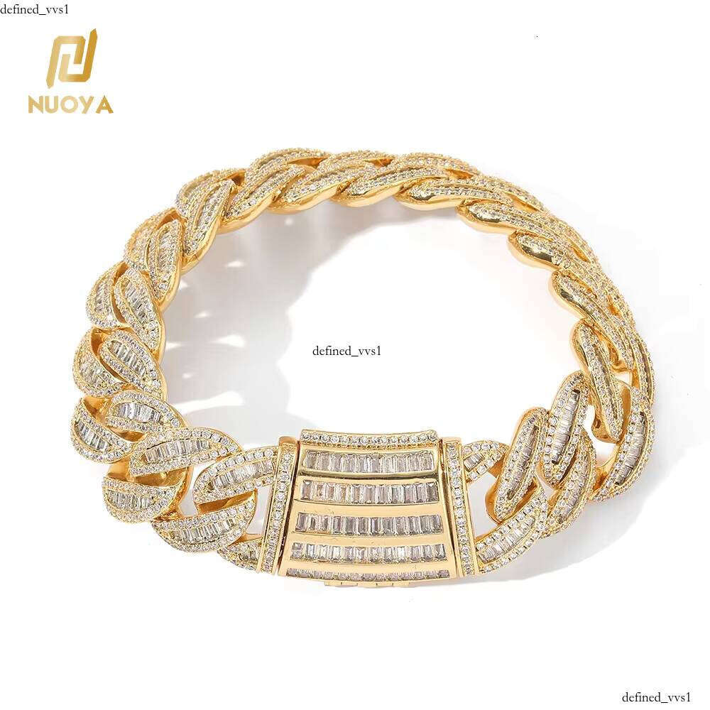Hip-Hop VVS Moissanite Thick 18k Gold-Plated Cuban Chain Women's Iced-Out Bracelet