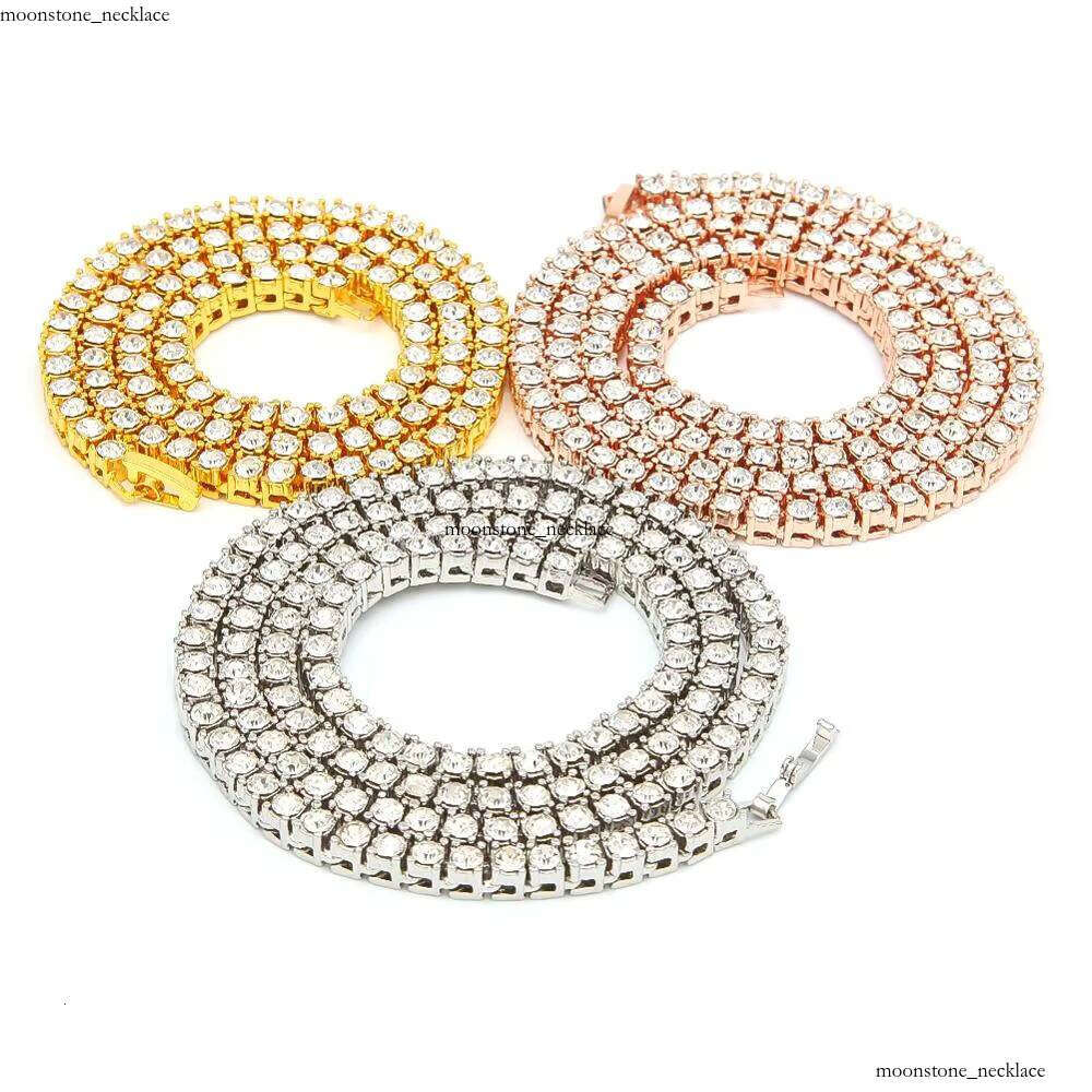 3mm Hiphop VVS Moissanite Alloy Material Electroplated Rose Gold Tennis Chain