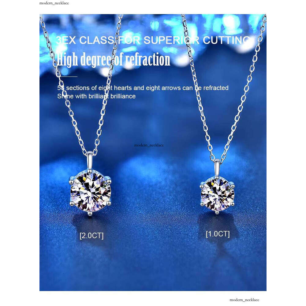 XMZ004 925 Sterling Silver Luxury Romantic 1/2CT Silicon Stone Wedding Pendant Necklace Classic Women's Fine Jewelry