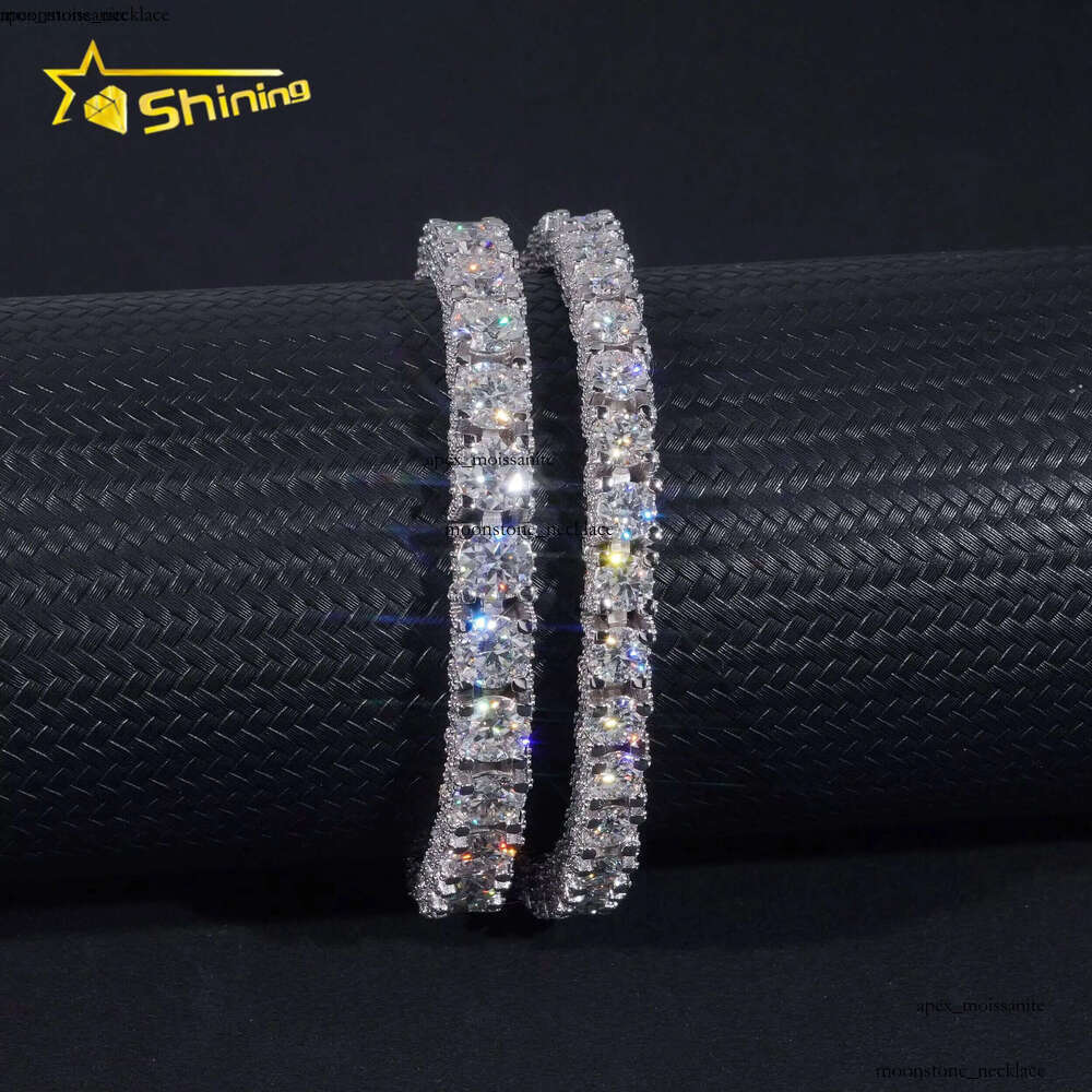 2026 RTS Factory Price Hip Hop 925 Sterling Silver 5mm 6.5mm VVS Diamond Necklace Fully Iced Out Moissanite Tennis Chain 28