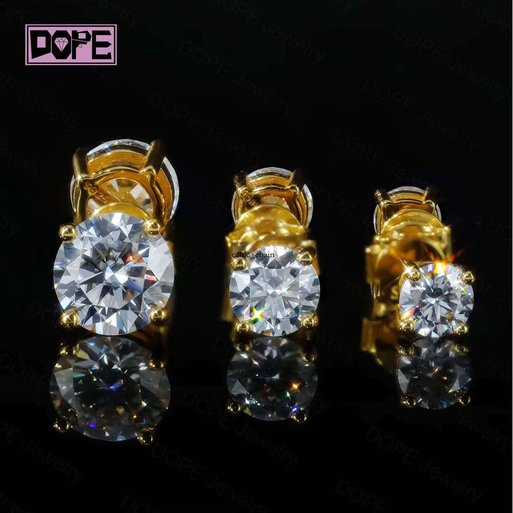 Wholesale Sandstone 925 Silver 14K 18K Gold Plated Jewelry VVS VVS Moissanite GRA Certificate Stud Earrings