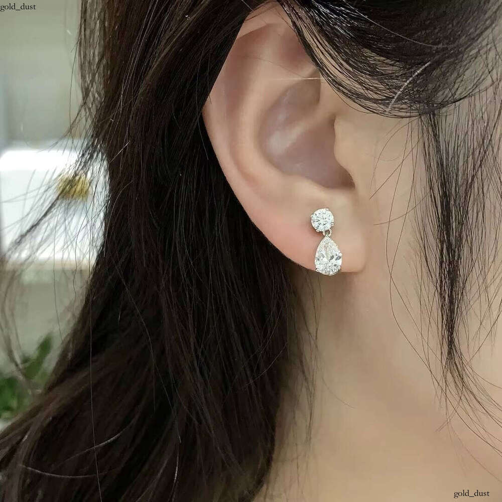 Classic 18k White Gold 2.7ct D VVS Lab Grown AU750 Pear Cut Round Water Drop VVS Moissanite Earrings for Women
