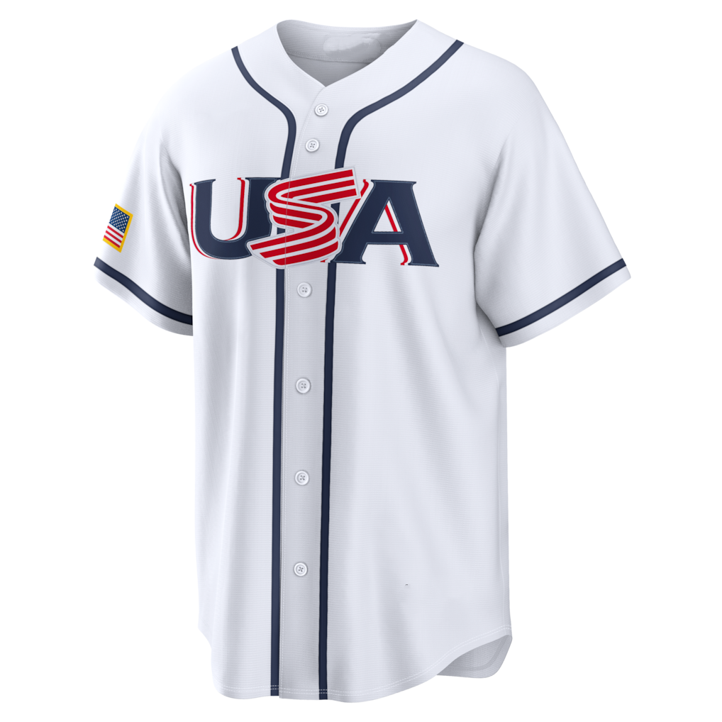 2026 USA Baseball Jersey Raleigh 29 Crow-Armstrong 4 Bregman 2 Harper 24 Witt Jr. 7 Buxton 25 Skubal 27 Schwarber 12 Judge 99 White Blue Men Stitched Jerseys Size S-XXXL