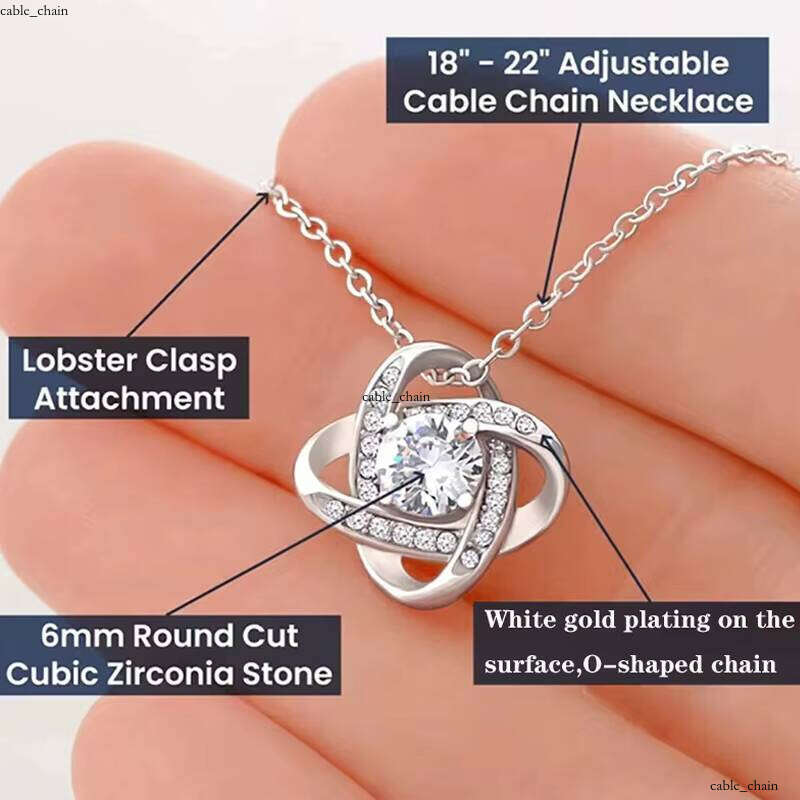 Hot Sale Custom 925 Silver Heart Knot Pendant VVS Moissanite Mother's Day Fashion Jewelry Necklace for Mom