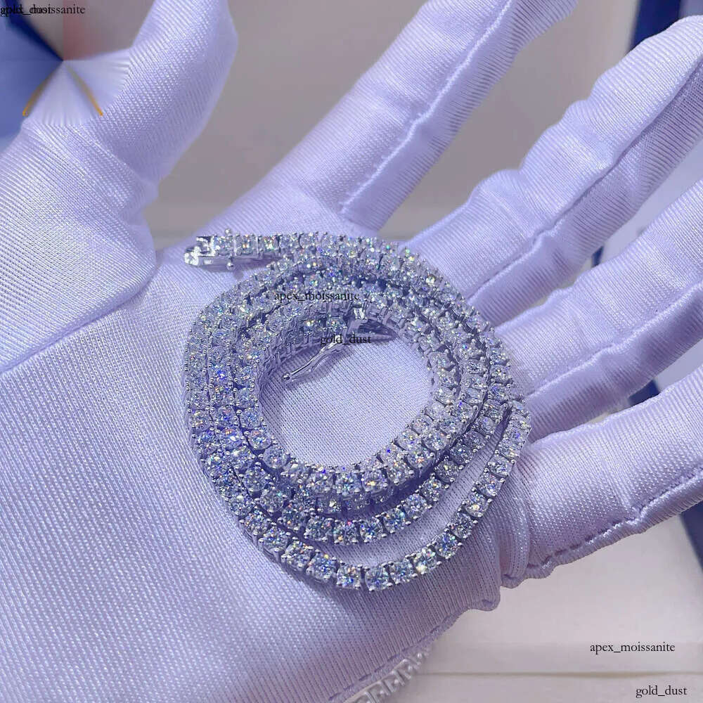 Custom hip hop Jewelry necklace 2mm 3mm Sterling Sier hiphop chain VVS Moissanite Tennis Chain