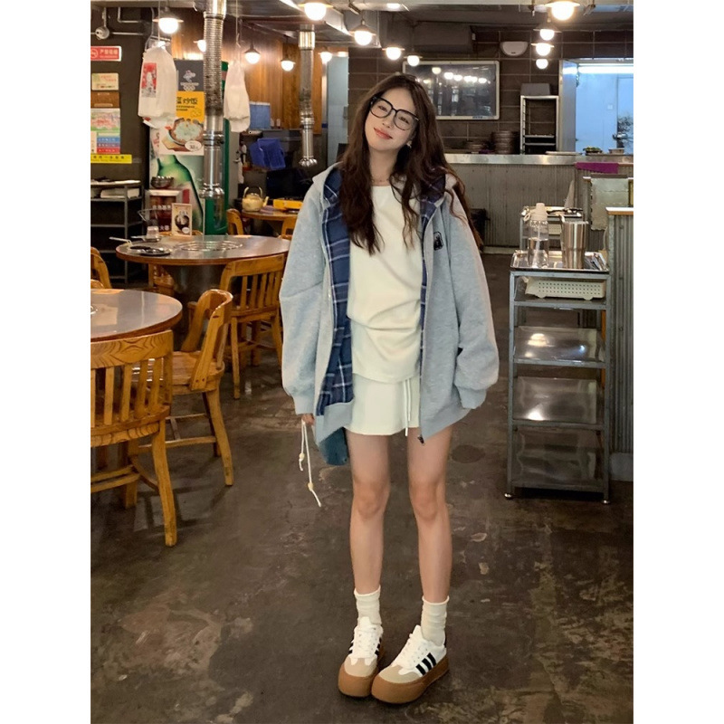 2026 New Designer Luxury Fashion Brand Suede Autumn And Winter New Item Plaid Thick Hooded Cardigan Women's Sweatshirt Jacket