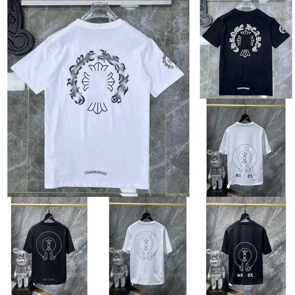 Pullover Shirts Graphic Summer Sanskrit Print Cross Mens Tee Chrome Hoodies Hip Hop Loose Pure Cotton Crew Neck Designer T Shirt EU