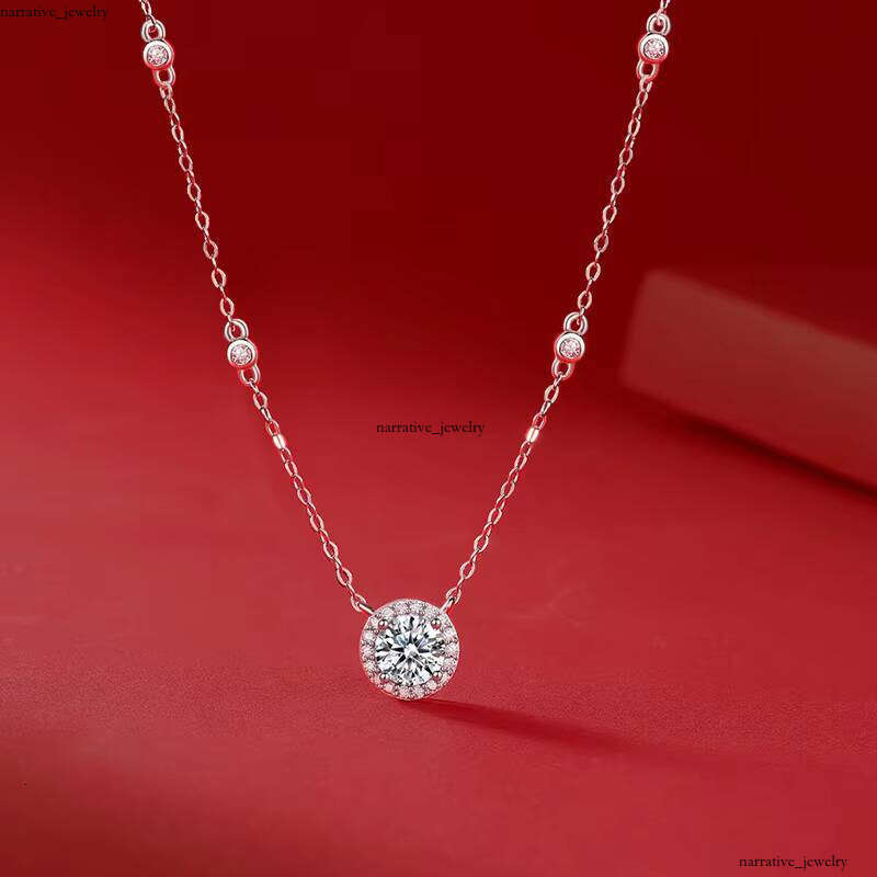 Fashion Boutique Jewelry VVS Moissanite 1ct Grade Silicon Rhodium Plated Pendant S925 Sterling Silver Charm Chain Necklace