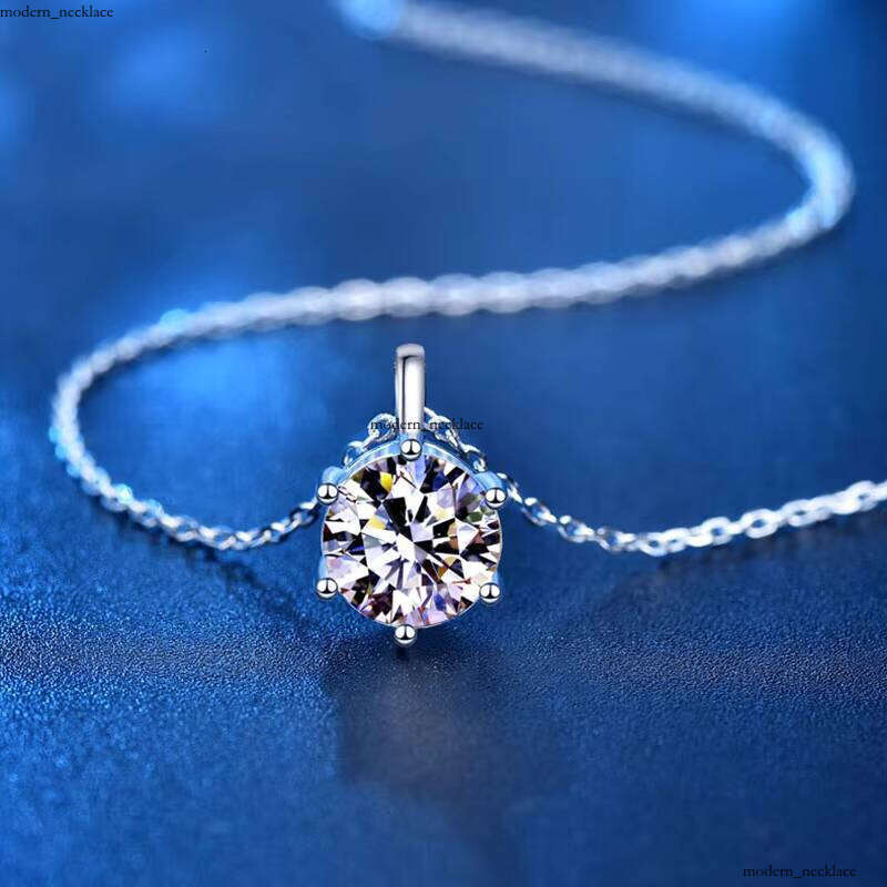 XMZ004 925 Sterling Silver Luxury Romantic 1/2CT Silicon Stone Wedding Pendant Necklace Classic Women's Fine Jewelry