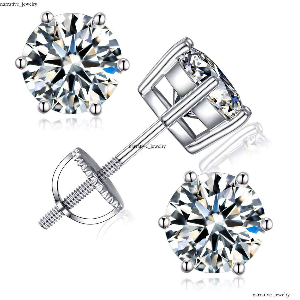 VVS Moissanite Silver Jewelry Screw Back Men's Silicon Stone Other Earrings Fashion Hip Hop Accessories