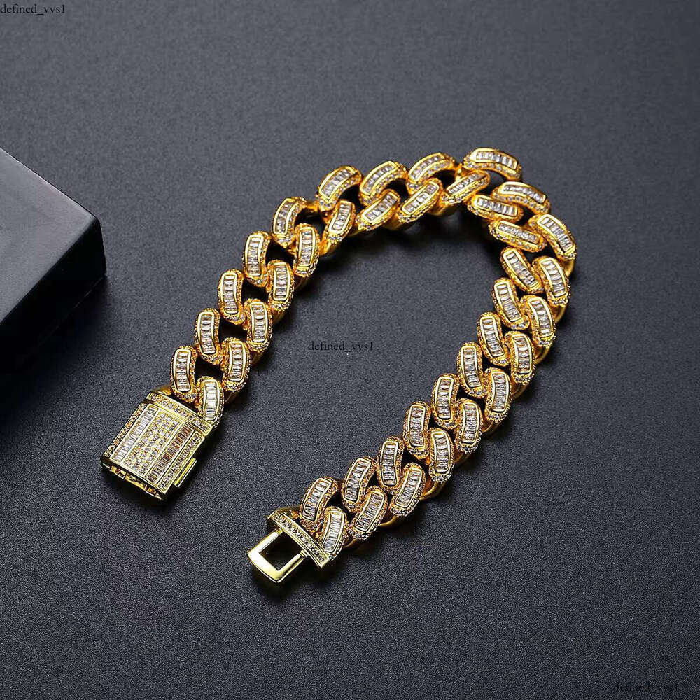 VVS Moissanite LUOTEEMI Charm Cuban Link Hiphop Jewelry Hippie New Pearl Ice Luxury Men's Bracelet