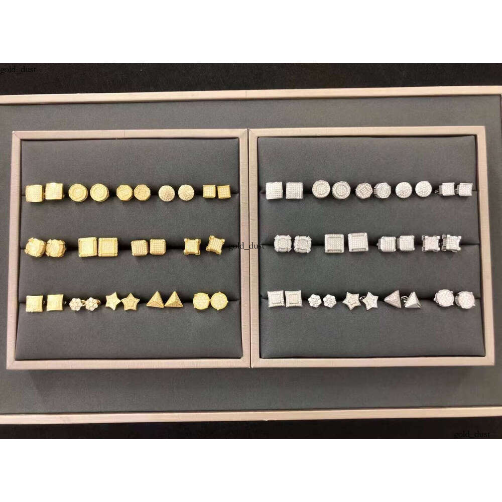 New Gemstone Luxurious 925 Studs Iced VVS Moissanite Earrings Men's Sterling Silver Jewelry