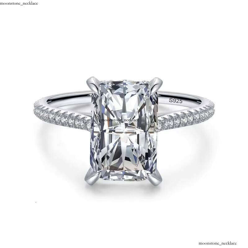 VVS Moissanite JZ1385 New Luxury Large Rectangular Radiant Cut Straight Pull Women's Wedding Engagement Ring Elegant Fashion Jewelry for Evening 