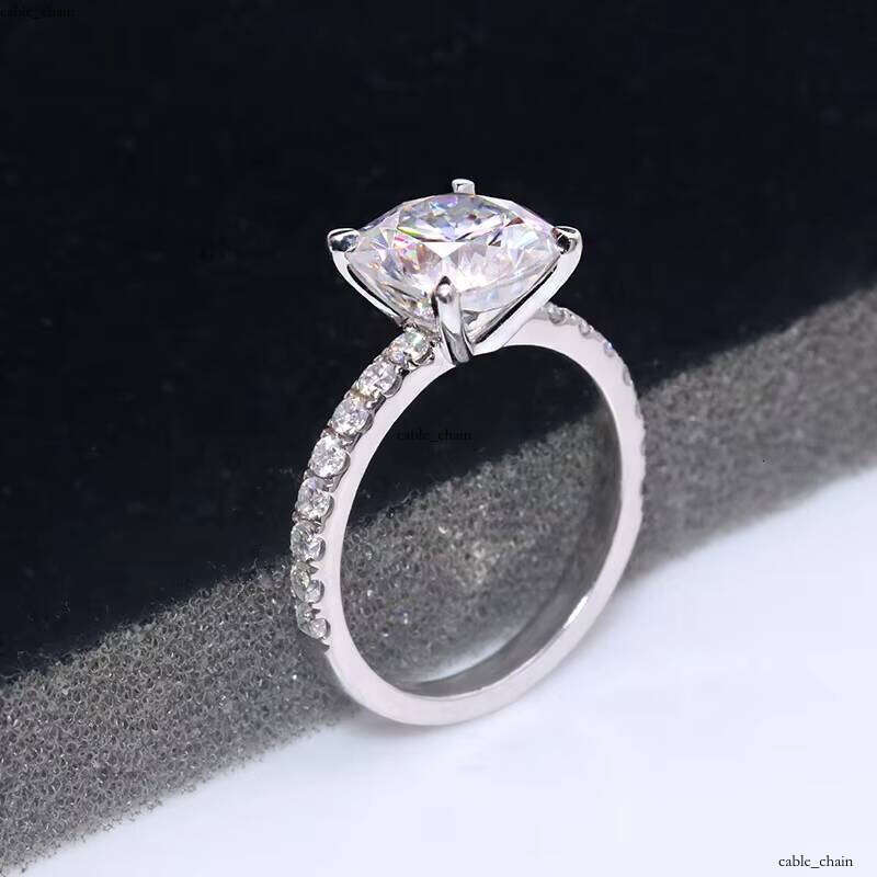 14k Solid Fine Gold Jewelry 3 CT Cushion VVS Moissanite Real White Carbonite Women's Wedding Engagement Ring