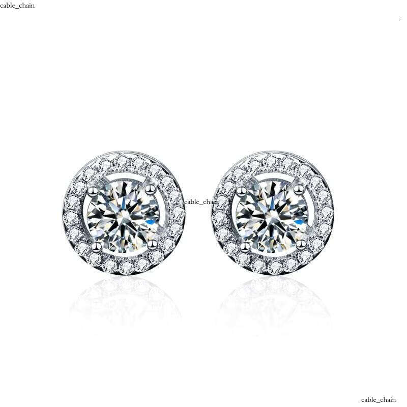 VVS Moissanite XEZ004 18k White Gold 0.5ct d-e-F Colorful Artificial Diaspore Stud S925 Sterling Silver Push Back Jacket Elegant Earrings