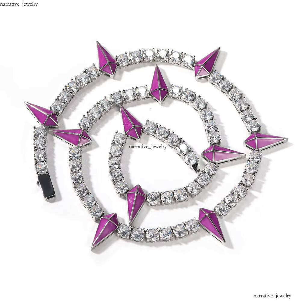 DY Hip-Hop Black Panther Style VVS Moissanite Wolf Tooth Necklace Straight Pull Spring Clasp Tennis Chain