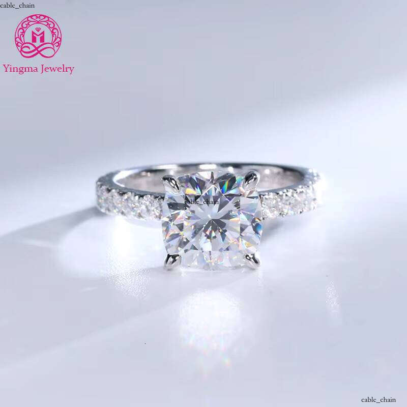VVS Moissanite 8.5x8.5mm 3 CT Cushion Cut Wedding 18K 14K Pure Gold Jewelry 925 Sterling Silver Carbon Silicon Stone Ring
