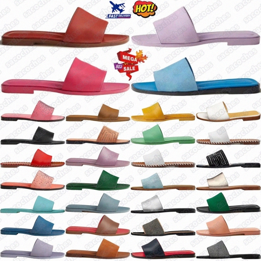 Slide Women Oran Sandal Designer slipper Bleu Pinede Box Nior Box Calfskin Leather Bright Suede Goatskin Blanc Box Gold Jaune Curcuma EEFrG#