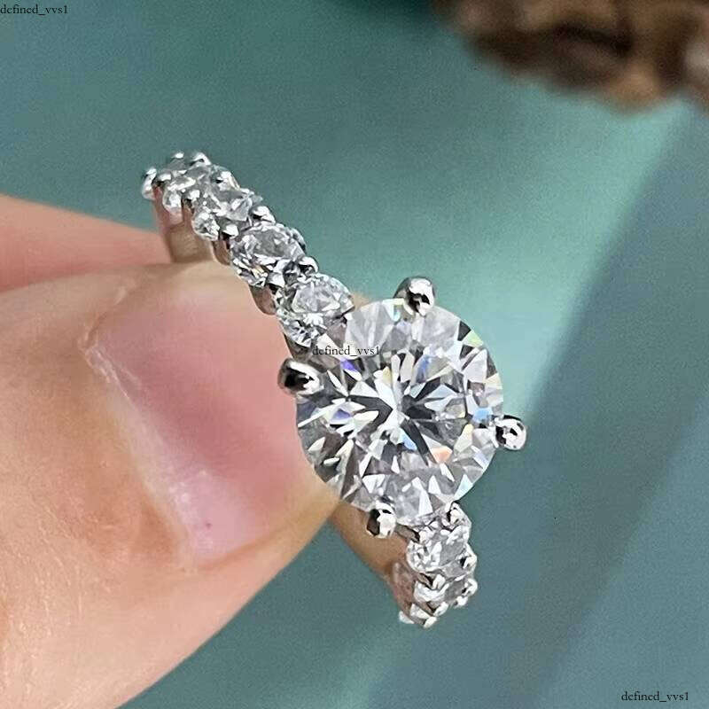 Light Luxury 4-Prong Women's Jewelry GRA Certificate Round 2 CT Genuine White Gold 18K 14K VVS Moissanite Engagement Wedding Ring