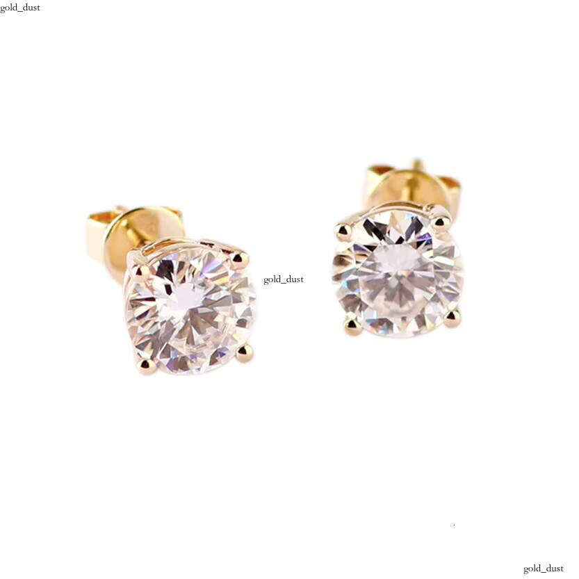 18k Gold Four Claw VVS Moissanite Earrings, Simple and Fashionable Round Earrings for Women