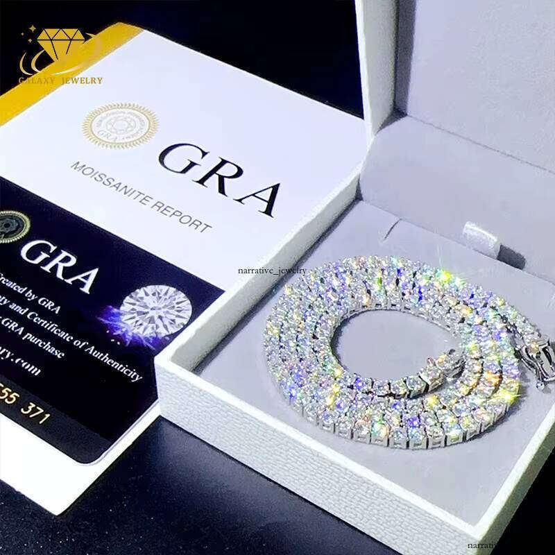 Cheapest Price Hip-Hop Silver 925 2mm 3mm 4mm 5mm 6.5mm VVS VVS Moissanite Necklace Silicon Stone Tennis Chain