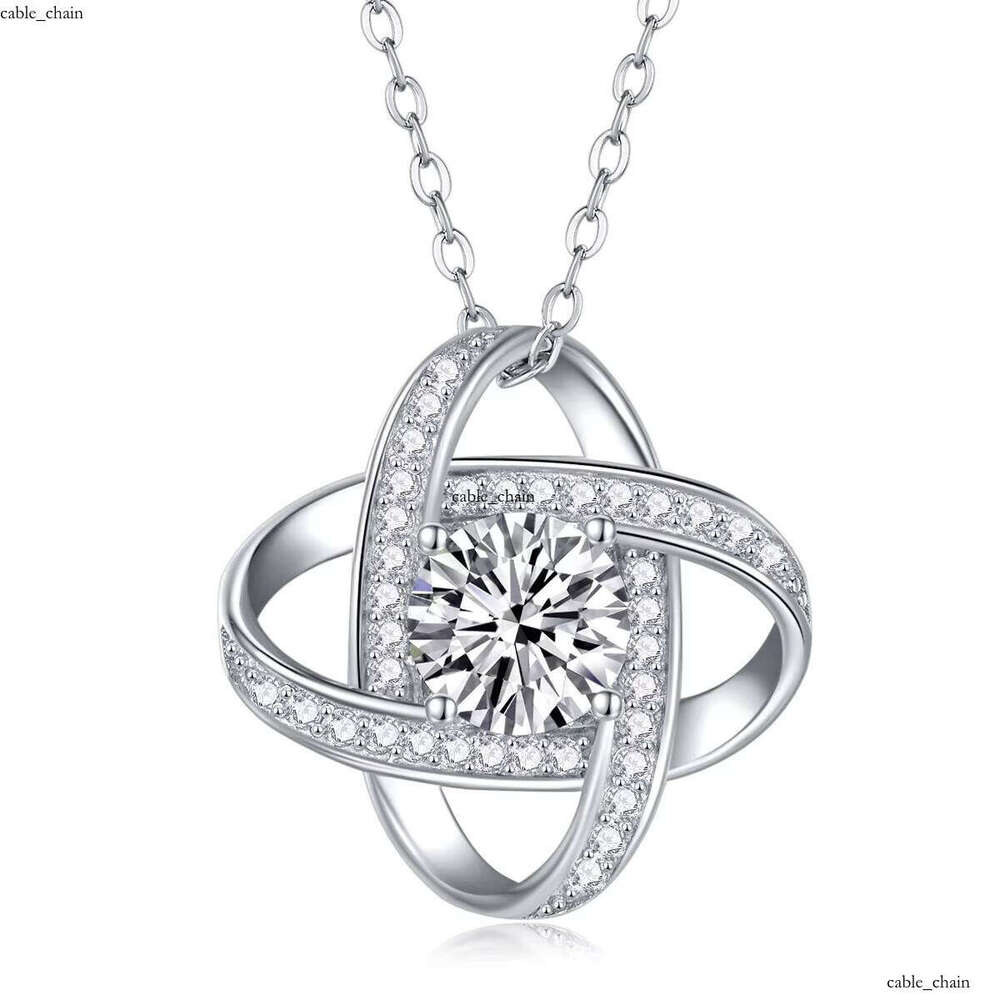 Hot Sale Custom 925 Silver Heart Knot Pendant VVS Moissanite Mother's Day Fashion Jewelry Necklace for Mom