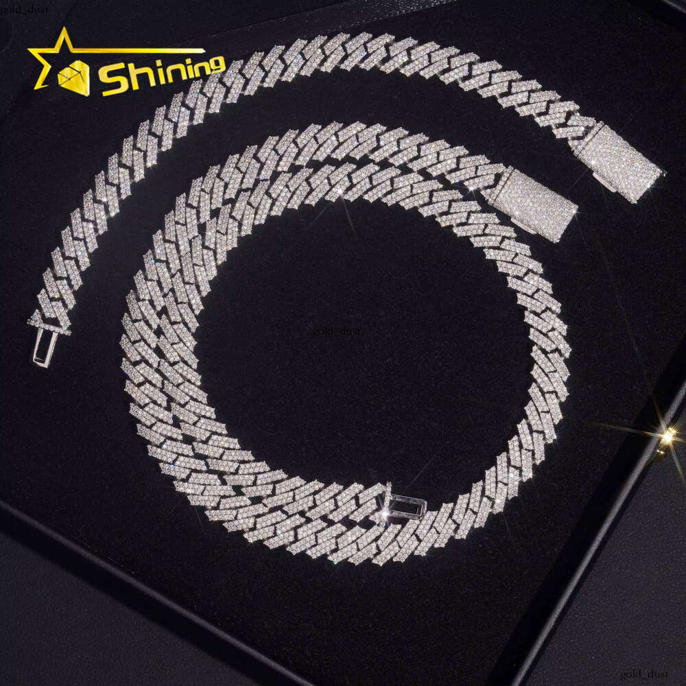 Special Offer Pass Diamond Tester Hip-Hop Jewelry 10mm 2 Rows 925 Sterling Silver Iced Out VVS Moissanite Cuban Chain Men's Necklace