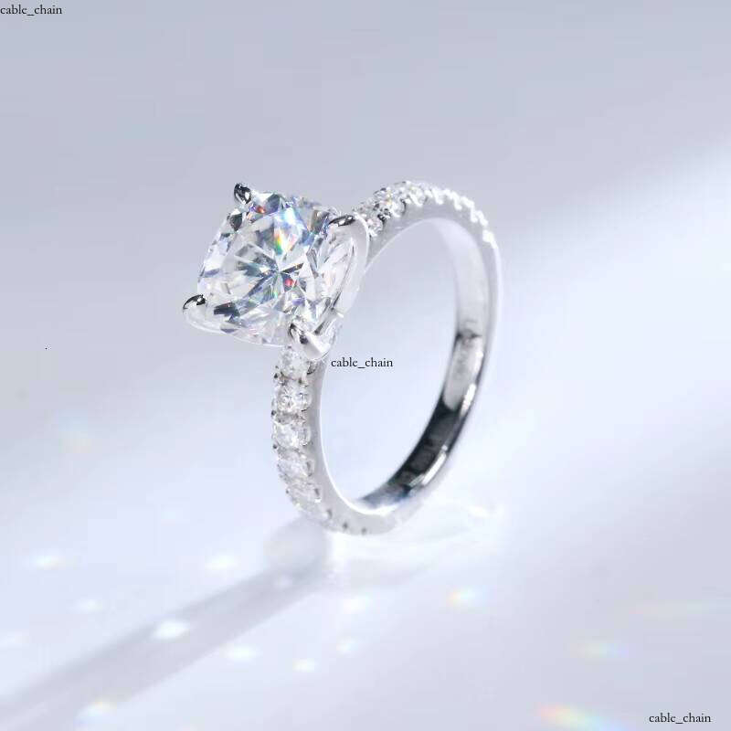 VVS Moissanite 8.5x8.5mm 3 CT Cushion Cut Wedding 18K 14K Pure Gold Jewelry 925 Sterling Silver Carbon Silicon Stone Ring