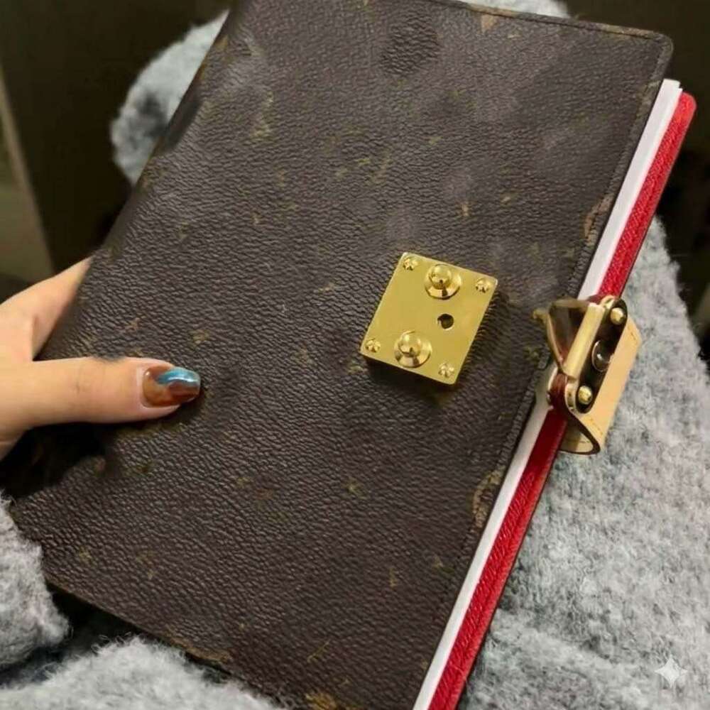 Designer New Style Journal Notebook Leather Cover Waterproof Wear-resistant Hardware Lock Bookmark Portable Full Set Packaging