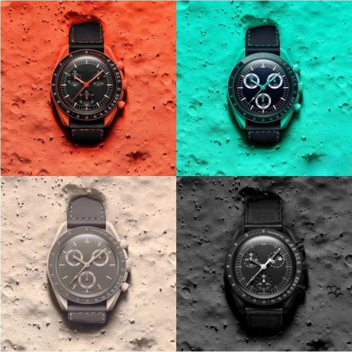 Bioceramic Planet Moon Quarz Watch Mission To Mercury 42mm Full Function Chronograph Luxury Mens couple joint name Wristwatches Moonshine Gold Neptune shine Gold