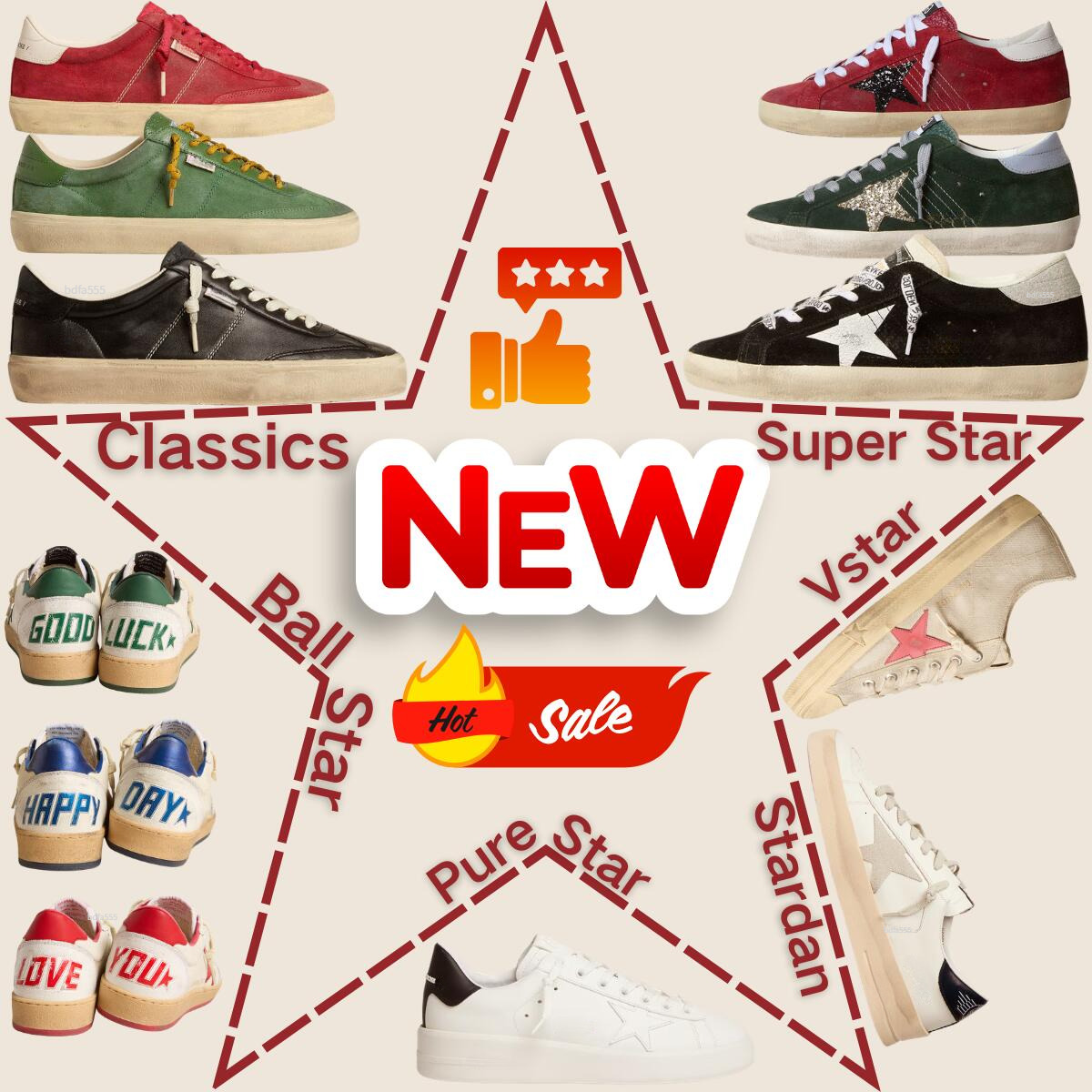 AAA Quality Golden Goods Designer Brand Women Men Vstar Purestar Classics sneaker star shoes women dirty shoes ball star sneaker do-old style old school design