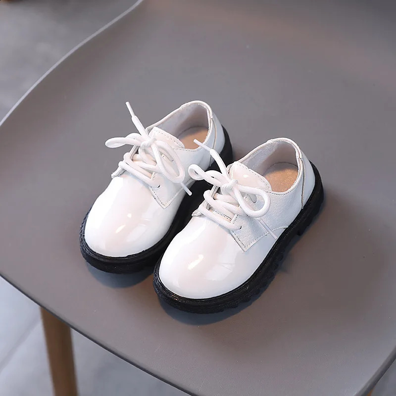 Boys Performance Leather Shoes Spring and Autumn Britain Style All-match Black Childrens Fashion Black Lace-up Simple 260124