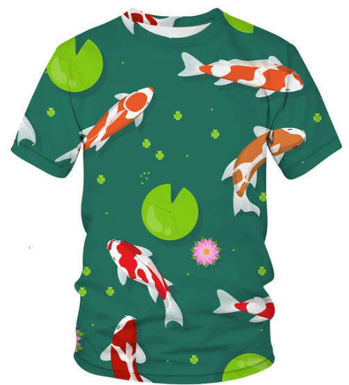 Men's T-Shirt Summer Printed Short Sleeve Harajuku Koi Style Hip Hop Animal Fashion Hot-Selling Round Neck fashion Loose Fit Daily Wear