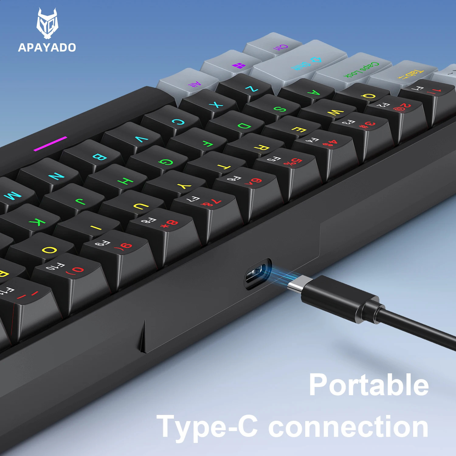 APAYADO K61 60 Mini Wired Gaming Mechanical Keyboard Phantom RGB 61 Keys RedBlue Switch Ergonomic Portable for PCLaptop 260506 - view 4