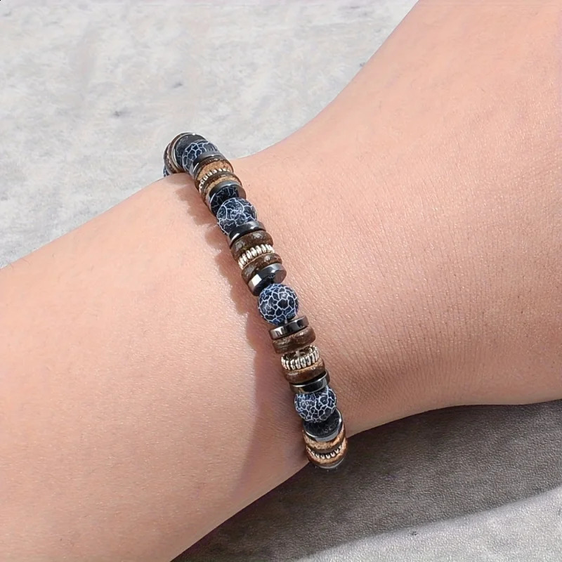 Mirror 1pc Fashion Natural Stone Bead Bracelet MenSelfSuitable Daily Wear and Giving Everyday Accessory Durable Bracelet 260128
