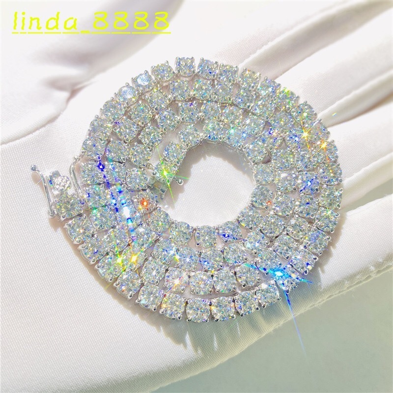 Holycome Silver Gold Custom Jewelry Hip Hop Bling VVS1 3MM 4MM 5MM 65MM Ice Out Diamond Moissanite Tennis Chain